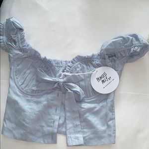 TRADE princess polly tie front blouse in blue